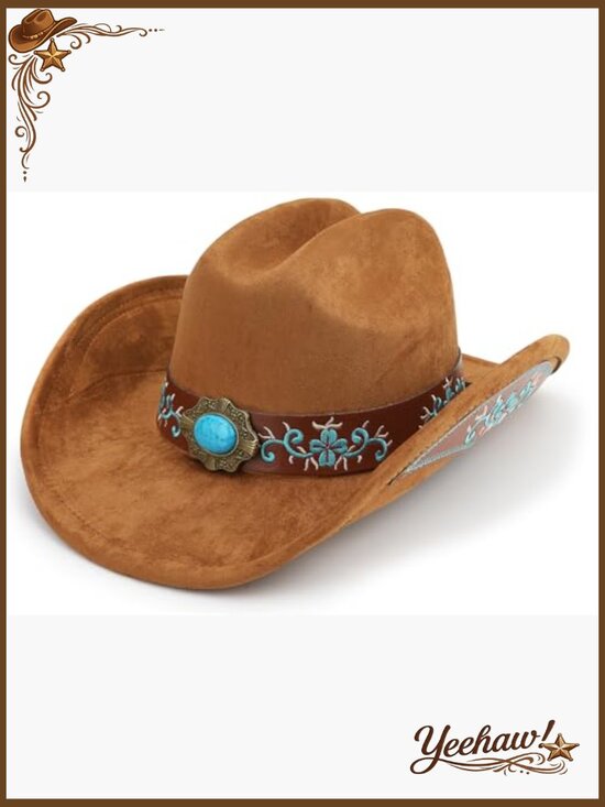 Shapeable Wide Brim Cowboy Hat with Embroidery, Adjustable Fit main image 6
